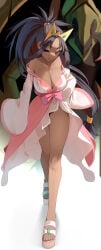 1girl absurdres aged_up breasts dark-skinned_female dark_skin haxorus highres iris_(pokemon) large_breasts mole mole_on_breast momdy_(talesshinja) pokemon pokemon_(creature) pokemon_black_2_and_white_2
