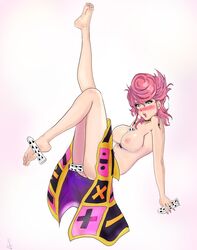 1girls ass barefoot breasts bruno_buccellati feet female female_focus jojo's_bizarre_adventure pink_hair pink_hair_female soles topless topless_female trish_una trishunaisbae vento_aureo