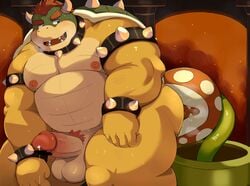 1boy 1other 2020 absurd_res ambiguous_gender anal anthro bara belly bhtoss blush bowser censored duo erection flora_fauna hi_res humanoid_genitalia humanoid_hands humanoid_penis kemono koopa looking_at_another looking_back male male_focus male_only mario_(series) moobs nintendo nipples open_mouth oral overweight overweight_male penis piranha_plant plant reverse_cunnilingus rimjob scalie testicles