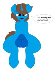 1boy animal_genitalia animal_penis artist_request balls blue_body blue_fur blue_penis equid equine equine_genitalia equine_penis feral friendship_is_magic fur genitals hair hasbro horn horse horsecock inviting inviting_to_sex looking_at_viewer male male_only mammal mlp mlp_oc my_little_pony oc oc_only oc_request open_mouth orange_eyes penis pony solo solo_male source_request speech_bubble tailwag text unicorn unicorn_horn