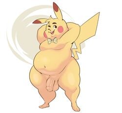 1boy anthro anthrofied arms_behind_head big_ass big_balls big_penis bowtie chubby ero_(character) eroborus fat_man flaccid furry male male_only mouse nintendo original_character overweight pikachu pokemon pokemon_rgby solo tagme teapot_(body_type) thick_thighs uncut wide_hips wink yellow_fur