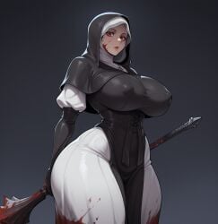 1girls 2025 abs ai_generated ass ass_bigger_than_head belly big_ass big_breasts big_nipples blood_on_face blood_stain breasts breasts_bigger_than_head curvaceous curvaceous_female curvaceous_figure curvy curvy_body curvy_female curvy_figure curvy_hips elden_ring_nightreign female female_focus female_only fully_clothed gloves hammer hi_res huge_ass huge_breasts human human_female legs light-skinned_female light_skin lips narrow_waist nipple_bulge nipples nun nun_outfit red_eyes smogai solo solo_female solo_focus standing thick thick_ass thick_hips thick_legs thick_thighs thighs undertaker_(nightreign) voluptuous voluptuous_body voluptuous_female wide_hips