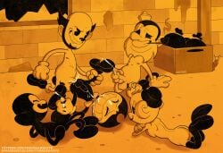 1girl 2024 4boys 4boys1girl anthro artist_name artist_signature ass barley_(bendy_and_the_ink_machine) batim beard bendy bendy_and_the_dark_revival bendy_and_the_ink_machine bendy_the_dancing_demon box broken_window butt carley_(bendy_and_the_dark_revival) charley_(bendy_and_the_ink_machine) clowndevil consensual_gangbang cum cum_in_ass cute demon edgar_(bendy_and_the_ink_machine) eyepatch faggot female fivesome gangbang gay ghost ghost_girl gloves handjob hat male male/male/male/male/female masturbation mouse nipples nude nude_female nude_males orgy penis pipe rough_sex rubberhose sex smoking_pipe spider stained_wall tags_request the_butcher_gang thighhighs trash trash_bag watermark window