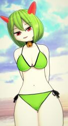 1girls 3d ass beach bedroom_eyes bell bell_choker bell_collar big_ass big_breasts big_female bikini bikini_bottom bikini_top breasts chocker female female_focus female_only generation_3_pokemon humanoid humanoid_female humanoid_only kirlia koikatsu looking_at_viewer nintendo pokemon pokemon_(species) render_007 seductive seductive_eyes seductive_look seductive_pose seductive_smile smile smiling_at_viewer solo solo_female swimsuit thick thick_hips thick_legs thick_thighs thighs twitter_link voluptuous voluptuous_female white_body wide_hips