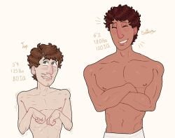 arms_crossed arms_drawn_up big_bottom big_bottom_small_top big_sub big_sub_small_dom big_sub_small_top bigger_male bradley_(mr_shrink) closed_eyes digital_drawing_(artwork) digital_media_(artwork) dumb dumb_male english english_commentary english_text floppy_hands floppy_wrists gays_in_2025_be_like green_eyes grinning half_indian hands_drawn_up happy happy_bottom happy_male happy_top harper_(mr_shrink) height_comparison height_difference himbo human idiot indian innocent innocent_expression intellectual_disability intellectually_disabled interracial iq_score larger_male light-skinned_male/dark-skinned_male mental_disability mentally_deficient mixed_race mr_shrink muscular muscular_male no_visible_genitalia original original_characters role_reversal shaking short_hair short_male shorts skin_tone_difference small_dom_big_sub small_top small_top_big_bottom small_top_big_sub smaller_male smart_male smiling smiling_at_viewer stats trembling weight_difference