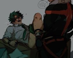 2025 2boys anal anal_sex bakugou_katsuki boku_no_hero_academia collared_shirt deku dialogue drool drool_on_face drooling english_dialogue english_text freckles fucked_silly gay gay_anal gay_male gay_sex green_eyes green_hair hero_outfit_(mha) izuku_midoriya katsuki_bakugou looking_at_another looking_at_partner looking_pleasured male male/male male_focus male_moaning male_only male_penetrated male_penetrating male_penetrating_male messy_hair midoriya_izuku mostly_clothed muscular muscular_male my_hero_academia no_pants no_visible_genitalia on_back on_desk pleasure_face scar scars sillybillyken socks submissive submissive_male teacher teasing tie timeskip watch yaoi