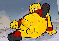 alien anthro anus ass balls blush botamo dragon_ball dragon_ball_super embarrassed erection genitals hi_res humanoid_genitalia humanoid_penis male male_only overweight overweight_male penis solo torquewintress