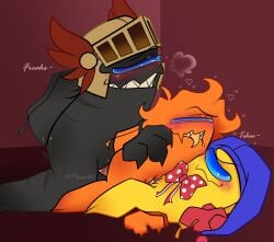 among_us ass_penetration blushing futanari hearts_around_head herm herm_penetrating hermaphrodite intersex male/female/futa male/male/female oc orginal_character pigeguts pussy pussy_penetrated pussy_penetration sandwhich sandwhiched size_difference stacked text threesome woman woman_on_bottom