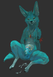 2016 absurd_res after_masturbation anthro balls blue_body blue_fur blue_hair bodily_fluids braided_hair canid canine canis cum cum_on_ground cum_on_hand cum_on_penis cum_on_self cum_on_stomach digital_media_(artwork) digitigrade erection fur genital_fluids genitals grey_background hair hi_res humanoid_genitalia humanoid_penis male male_only mammal masturbation neungsonie nude pendant penile penile_masturbation penis red_eyes simple_background sitting solo wolf