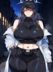 1girls ai_generated ass bare_legs bare_midriff before_sex belly big_ass big_breasts big_hips black_hair blue_archive blue_eyes blue_hair blush boobaai breasts breasts_bigger_than_head cap clothing curvaceous curvaceous_female curvaceous_figure curvy curvy_figure deep_skin earrings erect_nipples exposed_torso female female_focus female_only groping hair_ornament hat horny horny_female huge_ass huge_breasts large_ass large_breasts light-skinned_female lips long_hair oparted_lips pants saori_(blue_archive) sexy sleeveless_shirt solo solo_focus standing straight sweat toned_stomach voluptuous voluptuous_female wide_hips