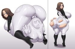 1female 2020s 2025 absurd_res absurd_resolution absurdres anonymous_female ass_expansion blue_eyes breast_expansion brown_hair commission curvy curvy_female death digestion digital_drawing_(artwork) digital_media_(artwork) drool drooling expperfect female_only female_pred female_prey gradient_background gray_background grey_background hi_res high_resolution highres human human_only looking_at_viewer looking_back_at_viewer mass_effect miranda_lawson not_furry not_furry_focus oral_vore post-vore simple_background vore weight_gain weight_gain_female