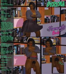 3d big_butt big_penis black_hair classroom curly_hair dark_skin fummunity_comix futa_only futanari glasses green_eyes skirt toned