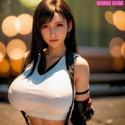 ai_generated final_fantasy final_fantasy_vii hannah_asami-(artist) huge_breasts tank_top tifa_lockhart tifa_lockhart_(cosplay)