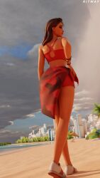 alternate_version_available beach boardwalk_ruby_(fortnite) bracelet clothed clothed_female clothing female female_only fortnite fully_clothed fully_clothed_female hand_on_hip kitway looking_back looking_back_at_viewer ruby_(fortnite) safe_for_work solo solo_female