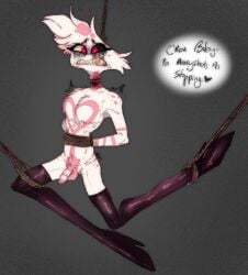 angel_dust_(hazbin_hotel) bondage boots choking crying crying_with_eyes_open flaccid flaccid_penis gay hanging hazbin_hotel male penis rape