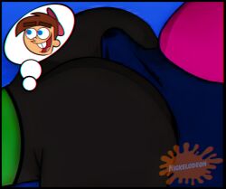 ass big_butt big_penis black_jeans blue_jeans buttjob cum_in_underwear dry_humping edited edited_screencap erection_under_clothes green_shirt nickelodeon pink_shirt speech_bubble the_fairly_oddparents timmy_turner vicky_(fairly_odd_parents)