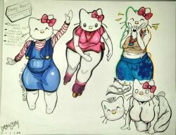 2023 absurd_res animal_humanoid anthro ass belly big_breasts blush bodily_fluids bottom_heavy bottomwear breasts cat_humanoid clothing dated dear_daniel domestic_cat doomsday_(doomsday-ent) duo english_text felid felid_humanoid feline feline_humanoid felis female fur genitals gesture hello_kitty hello_kitty_(character) hello_kitty_(series) hi_res humanoid imminent_sex inline_skates jewelry kitty_white male male/female mammal mammal_humanoid mouthless multi_nipple multiple_poses necklace nipples nude overalls penis photo photo_(medium) pose pubes roller_skates sanrio self_upload shocked shortalls skirt slightly_chubby sweat tail text tight_clothing traditional_media_(artwork) vein veiny_penis waving white_body white_fur