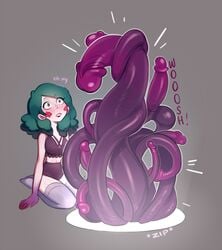 bra clothing disney disney_channel eclipsa_butterfly female green_hair human imminent_rape magic pale_skin panties penis_awe portal_(object) smokyholes star_vs_the_forces_of_evil stockings summoning tentacle