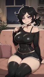 1girls ai_generated ashley_graves big_breasts breasts cleavage collarbone female female_focus female_only goth goth_girl hana_aera large_breasts solo solo_female the_coffin_of_andy_and_leyley