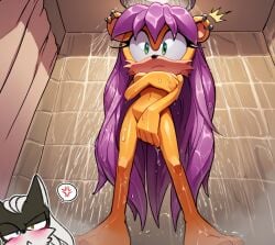 angry_face anthro archie_comics bath bathing bathroom blush canid canine canis consent creature female infinite_(sonic) inside legs mammal mina_mongoose naked nude sega shocked_expression smile sonic_(series) sonic_forces sonic_the_hedgehog_(archie) sonic_the_hedgehog_(comics) sonic_the_hedgehog_(idw) sonic_the_hedgehog_(series) yellow_body