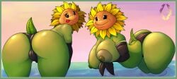 ass beach bent_over flora_fauna mxgreey outside plant plant_girl plantie plants_vs_zombies plants_vs_zombies:_garden_warfare pussy pussy_bulge sunflower sunflower_(pvz) swimsuit vagina y