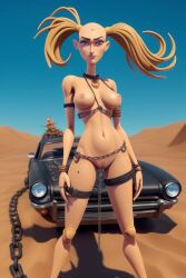 ai_generated apocalypse breasts dirty mad_max mad_max:_fury_road sand sexy_pose vagina wasteland