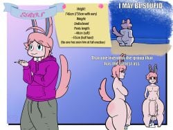 ass balls big_balls big_penis bodily_fluids bulge cigarette clothed clothing eeveelution excessive_genital_fluids excessive_precum flaccid freckled_balls freckled_butt freckles generation_6_pokemon genital_fluids genitals hair hi_res huge_balls huge_cock human humanoid hyper hyper_balls hyper_genitalia hyper_penis lagomorph leporid male mammal measurements meme_pose model_sheet motosierro nintendo nude penis pink_body pink_hair pink_skin pokemon pokemon_(species) precum rabbit smoking smoking_cigarette solo solo_focus sylveon