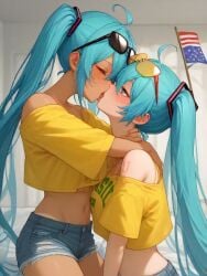 2girls ai_generated blue_hair brazil brazilian brazilian_female brazilian_miku hatsune_miku kissing long_hair pervert sex sex_invitation sexually_suggestive twintails vocaloid yuri