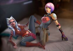 2girls ahsoka_tano female female_only mandalorian multiple_girls rzhevskii sabine_wren star_wars star_wars_rebels stylussnake togruta