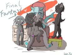 absurd_res artist_lanyu azazel_(the_binding_of_isaac) bodily_fluids cub cum cum_drip cum_in_container don't_starve dont_starve_together dripping felid genital_fluids group hi_res humanoid hybrid male male/male mammal sex_toy tagme the_binding_of_isaac webber