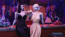 2girls date lidcarter night_elf world_of_warcraft yuri