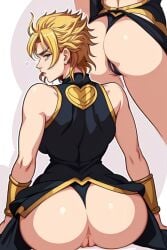 ai_generated angry dio_brando looking_at_viewer looking_back pussy viewed_from_behind