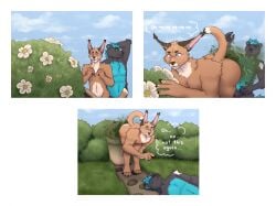 anthro ass caracal comic english_text faint fart fart_cloud fart_fetish farting farts flatulence flower flowers furry gas gassy knocked_out male male/male naked nude passing_out paws skunk smell smelly sugar_sock tagme tail unconscious wilting_flowers wilting_plants