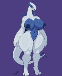 big_ass big_breasts blue_skin cute female glasses leaky_emmet lugia milf seductive tail tall_female thick white_skin