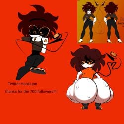 2d ass ass_focus fat_ass honklion humanoid murder_drones oc robot robot_humanoid screen_face squatting