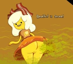 adventure_time anus ass bacon bare_ass bare_legs bread_slice breakfast_princess butter cartoon_network censored_vagina dirty dirty_ass fart fart_cloud farting fried_egg gassy honey legs looking_at_viewer looking_back_at_viewer naughty_face naughty_smile odor perineum princess round_ass royalty seducing seductive seductive_eyes seductive_look seductive_pose seductive_smile smell smelly_ass sorollos stinky stinky_ass vagina warner_brothers white_hair yellow_skin young young_girl