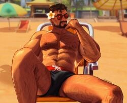 abs activision bara beard biceps blizzard_entertainment bulge clothing daddy dark-skinned_male gabriel_reyes male male_nipples male_only manly mature_male muscular_male nipples overwatch overwatch_2 pecs reaper