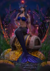 1girls bikini_top blood_elf dracthyr lidcarter mermaid solo world_of_warcraft