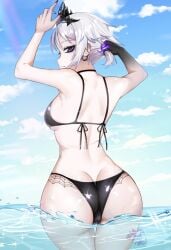 ass big_ass big_butt breasts chest crown eye_contact female fortnite fortnite:_battle_royale girly legs_up ocean persephone persephone_(fortnite) pussy pussy_juice seductive seductive_body small_pussy summer swimsuit thick thick_ass thick_legs underwear vega_tyan white_hair