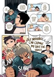 2boys bara comic comic_page dialogue english_text gay kimakkun lucas_lee male_focus male_only muscle scott_pilgrim scott_pilgrim_takes_off text todd_ingram yaoi