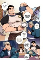 2boys bara comic comic_page dialogue english_text gay kimakkun lucas_lee male_focus male_only muscle scott_pilgrim scott_pilgrim_takes_off text todd_ingram yaoi