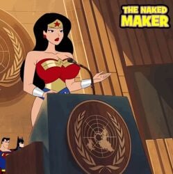 animated bouncing_breasts breasts dc_comics diana_prince justice_league naked surprised surprised_face the_naked_maker undressing wonder_woman wonder_woman_(series)