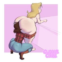 2girls ass ass_bigger_than_head ass_bigger_than_torso ass_grab ass_worship big_ass blonde blonde_hair brunette character_request copyright_request cuddlecore dat_ass dumptruck_ass face_in_ass fat_ass gigantic_ass huge_ass jeans lard_ass long_hair massive_ass pawg pleasure_face thick_ass