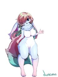 anthro breasts female fur genitals hair hi_res lagomorph leporid looking_at_viewer luni_bunny luniceres mammal nipples nude pussy rabbit simple_background solo standing