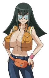 big_breasts bimbo breasts carly_carmine carly_nagisa gigantic_breasts glasses green_hair huge_breasts huge_nipples hyper_breasts large_breasts nipples no_bra rochestedorm topless yu-gi-oh! yu-gi-oh!_5d's