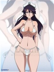 1girls bambietta_basterbine bikini bleach bleach:_the_thousand-year_blood_war grey_eyes large_breasts layerth long_hair looking_at_viewer purple_hair solo