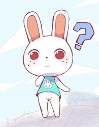 ? amimalcrossin animal_crossing anthro bottomless clothed clothing dress female genitals hi_res lagomorph leporid mammal nintendo pussy rabbit red_eyes ruby_(animal_crossing) solo upskirt video_games