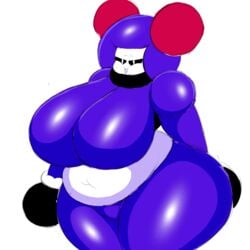 2020 bodysuit breasts chubby_female demon fat female focus hi_res humanoid inflatable inflatable_bondage inflation itisjoidok joid_(itisjoidok) navel overweight overweight_female smile solo solo_focus stomach teeth thick_thighs