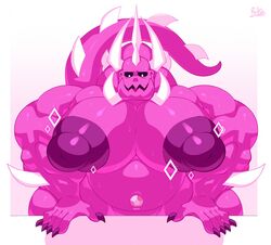 1boy 1male belly biceps big_nipples big_pecs black_sclera bobthetanuki bright_pupils cartoon_network claws corrupted_gem extrasizedbob gay gem_(species) grin grinning horns huge_nipples hyper hyper_nipples hyper_pecs kaiju looking_down male male_only monster monster_steven muscle muscles muscular_arms muscular_male nails pink_skin pink_tongue puffy_nipples purple_claws purple_nails purple_nipples solo solo_male spiked_tail spikes steven_quartz_universe steven_universe steven_universe_future sweat sweatdrop sweaty sweaty_chest thick thick_thighs