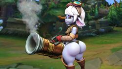 3d 4k big_ass blue_skin clothing huge_ass league_of_legends riot_games shortstack thick_thighs thordersfm tristana white_hair wide_hips yordle